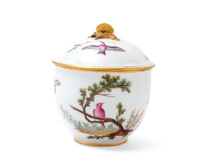 null Sèvres

Pot à sucre Bouret couvert en porcelaine tendre à décor polychrome d'oiseaux...