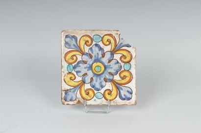 SPAIN 

Earthenware tile with floral polychrome...
