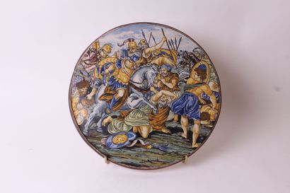 null Dans le goût des majoliques italiennes

Plaque ronde en faïence à décor polychrome...