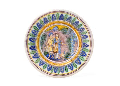 null NEVERS

Small round earthenware dish with polychrome decoration in the center...