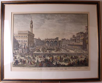 null TROIS VUES D'OPTIQUE représentant Venise et Florence.

XIXème siècle 

50 x...