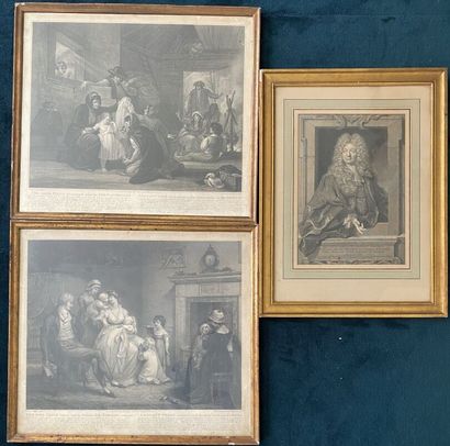 null Suite of three engravings representing genre scenes "The Stolen Child", and...