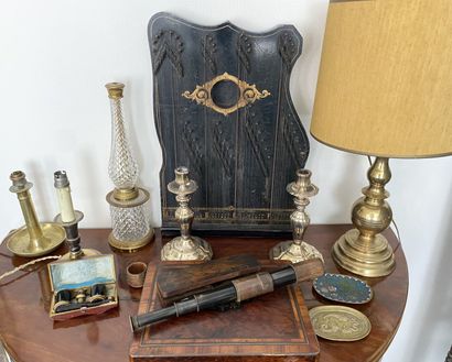 null Set of display objects including a telescope, a pair of binoculars, a portable...