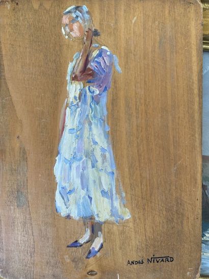 null André NIVARD (1880-1969)

Trois huiles sur panneau représentant une femme debout...