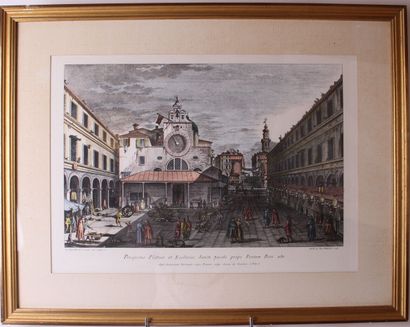 null QUATRE VUES D'OPTIQUE représentant des villes italiennes, dont Venise. 

XIXème...