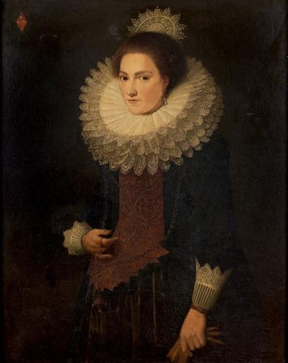 Attribué à Anthonie van RAVENSTEYN (1570 - 1669) Portrait de femme Toile, panneau...