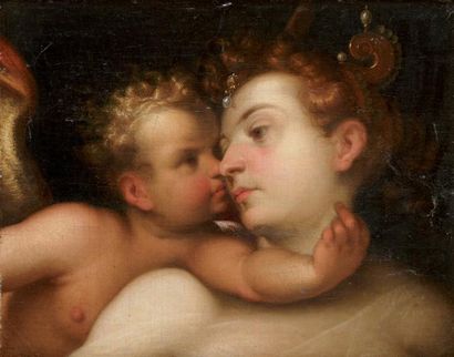 Attribué à Giulio Cesare PROCACCINI (1570- 1625) Venus et l'Amour Toile marouflée...
