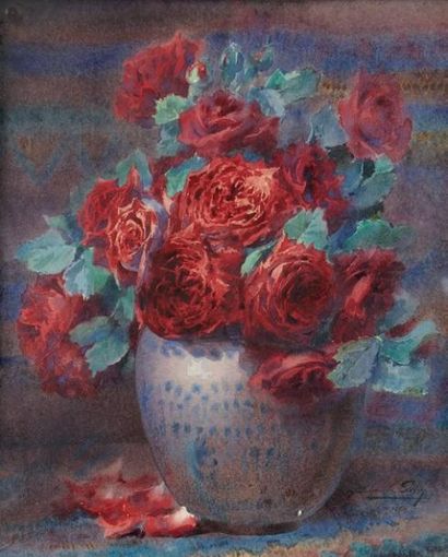 Blanche ODIN (Paris 1865 - 1957) Vase de fleurs Pastel 52 x 44,5 cm Signé en bas...