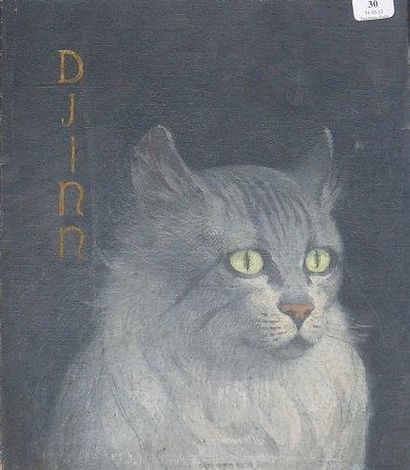 Pierre François Eugène MARION Attribué à «Djinn le chat». Huile sur toile. 27 x 22...