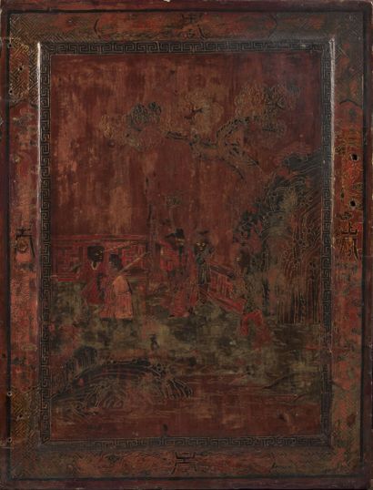 null CHINE - XIXe siècle

Paire de portes bois laqué à décor incisé de cinq enfants...