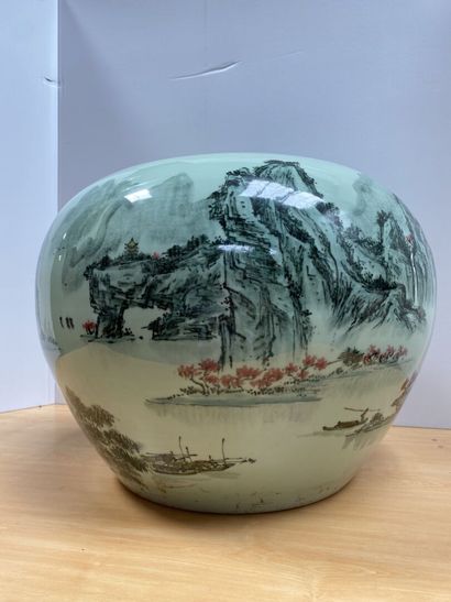 null CHINA

Important porcelain cache pot decorated with a landscape of mountains...