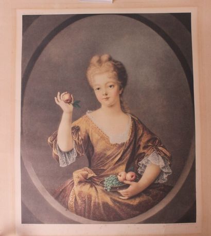 null Set of prints including a portrait of Marie Anne de Bourbon Conti (60 x 51 cm),...