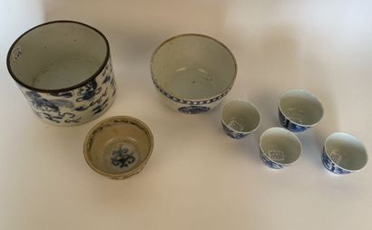 null VIETNAM

Ensemble comprenant un pot à pinceau en porcelaine blanc bleu à décor...