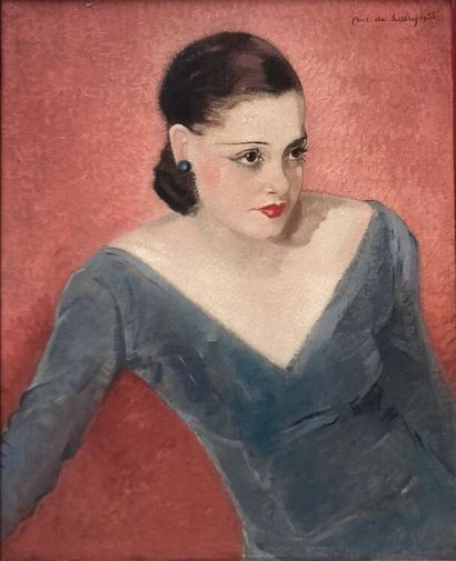 null Antoinette DE LITTRY (1905-?)

Portrait of a woman in black dress 

Oil on canvas,...