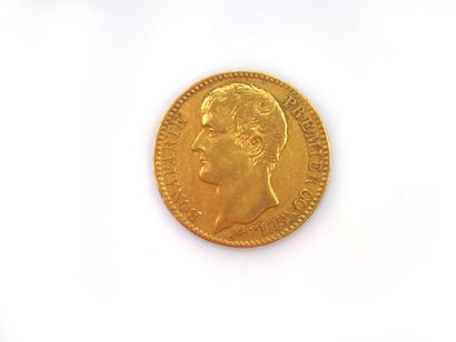 null Une pièce en or de 40 francs, Napoléon, An XI A, Bonaparte Premier Consul. 

Poids...