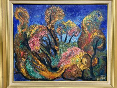 null French school of the XXth century 

Abstract landscape 

Oil on canvas signed...