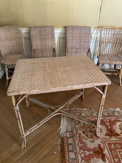 null OSIER FURNITURE including a table, three chairs, five armchairs. 

Table : 71...