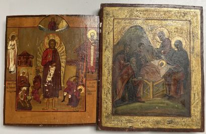 null Two icons representing the Magi and an angel. 

Oil on wood

26,5 x 22 cm and...