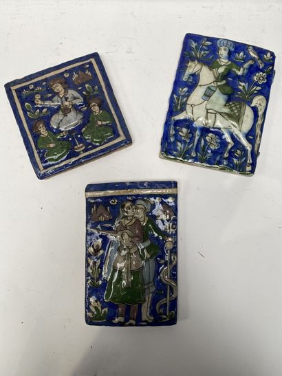 null QAJAR, 19th century

Three glazed siliceous ceramic tiles with polychrome decoration...