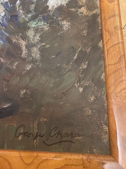 null Georges CHARAIRE (1914-2001) 

Paysage à la barque 

Huile sur carton, signée...