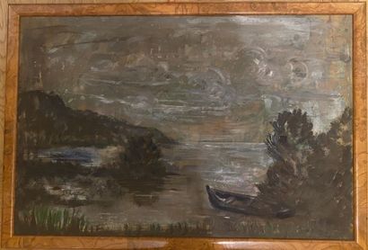 null Georges CHARAIRE (1914-2001) 

Landscape with a boat 

Oil on cardboard, signed...
