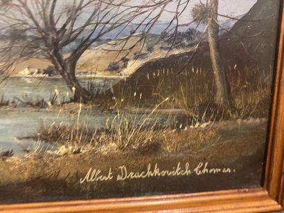null Albert DRACHKOVITCH-THOMAS (1928)

Paysage lacustre 

Huile sur isorel, signée...