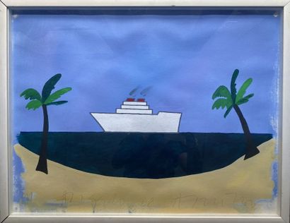 null Angelo DE AQUINO (1945-2007)

Liner and palm trees 

Gouache on paper, signed...