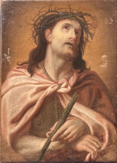 null School of the 19th century 

Christ

Oil on canvas

36 x 26 cm 

(Restorations,...