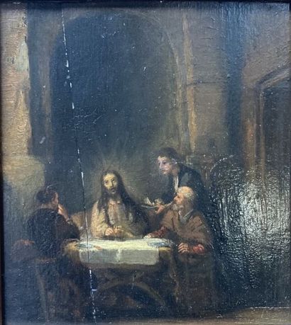null School of the XVIIIth century 

Jesus at Emmaus

Oil on panel. Stamped "Collection...