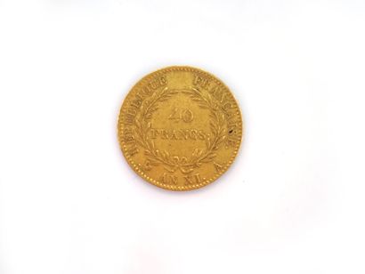 null Une pièce en or de 40 francs, Napoléon, An XI A, Bonaparte Premier Consul. 

Poids...
