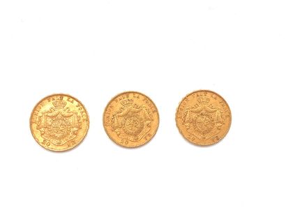 null BELGIQUE UNION LATINE

Trois pièces Union latine 20 francs or 1876 (1) 1877(1)...