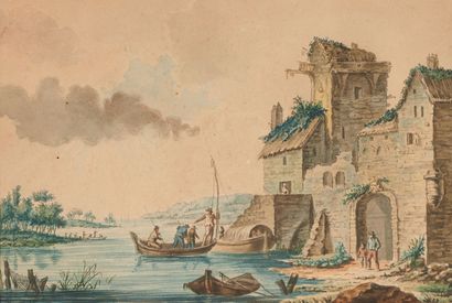null FRENCH SCHOOL of the 19th century

Animated landscapes with ruins

Two drawings

Size:...