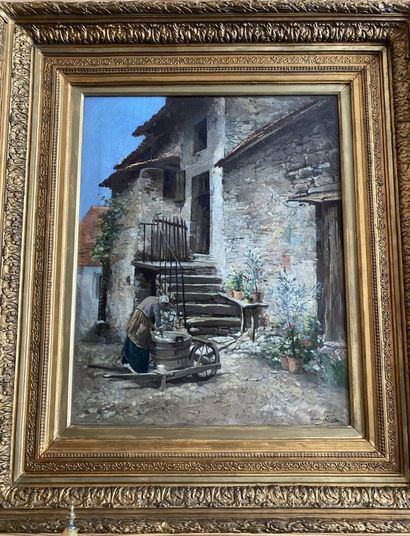null Louis Alphonse COMBE VELLUET (1842-1909)

La lessiveuse 

Huile sur toile signée...