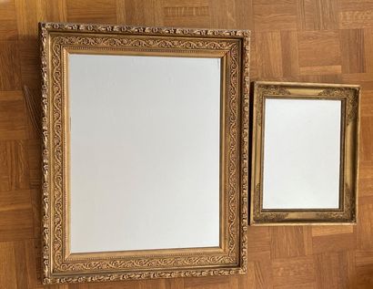 null TWO rectangular wood and gilded stucco mirrors decorated with interlacing and...