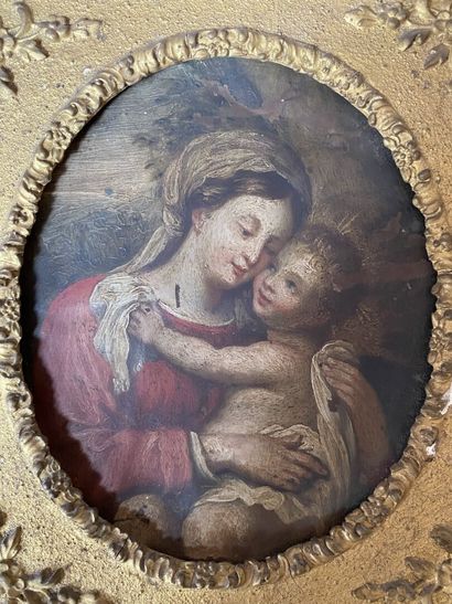 null ECOLE du XVIIe siècle 

Vierge à l'enfant 

Gouache sur papier contrecollé sur...