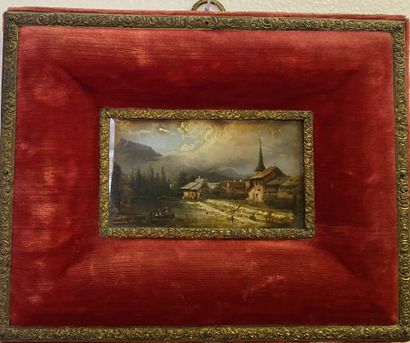 null 19th century SCHOOL 

Animated landscapes

Two gouaches on copper in velvet...