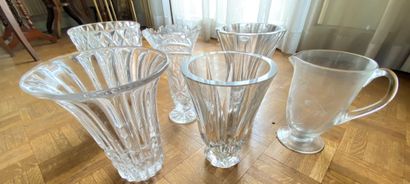 null SET OF GLASSES including parts of mismatched glass services, five vases and...