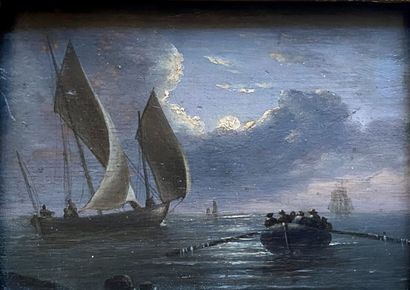 null ECOLE FRANCAISE du XIXe siècle

Marine au clair de lune

Huile sur panneau

7,5...