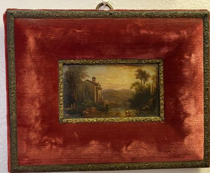 null 19th century SCHOOL 

Animated landscapes

Two gouaches on copper in velvet...