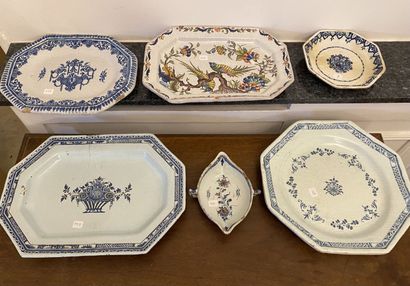 null ROUEN and various 

Set of plates, dishes, display stand, sauceboat and fountain...