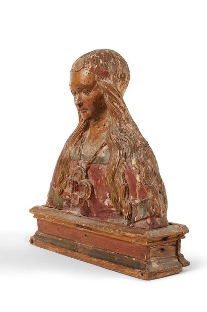 null Nord de la France vers 1500

Buste reliquaire d'une sainte 

Bois sculpté et...