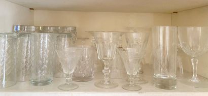 null SET OF GLASSES including parts of mismatched glass services, five vases and...