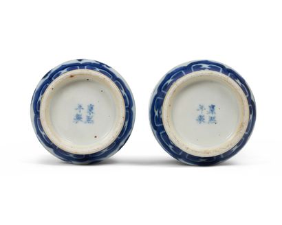 null CHINE 

Paire de vases blanc bleu en porcelaine à décor de dragons dans les...