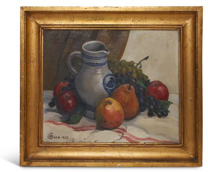 null Marcel BACH (1879-1950)

Nature morte au pichet et fruits 

Huile sur toile,...