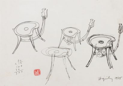null Philippe HIQUILY (1925 - 2013)

Study of Furniture, 1975

Ink drawing, signed...