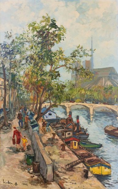 null Fernand HERBO (1905 - 1995)
Paris, the apse of Notre Dame
Oil on canvas, signed...