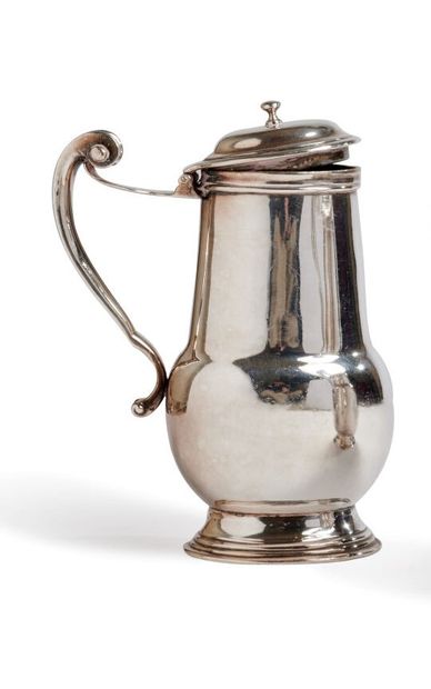 null Covered ewer out of metal plated plain, of oblong form balustrade posing on...