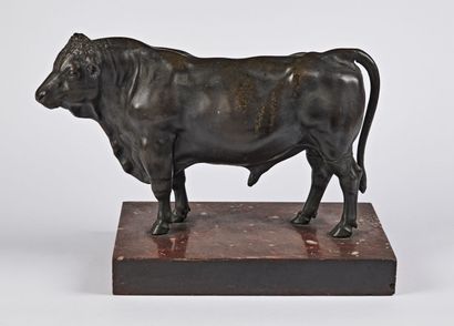 null École française du XIXème siècle 
Taureau
Bronze à patine brune, modèle à clavettes
H....