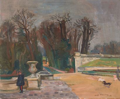 null André PLANSON (1898 - 1981)
Au jardin public, 1943
Huile sur toile, signée et...