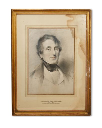 null École anglaise du XIXe siècle 
Portrait d'Edouard Burtenshow
Gravure, signée...